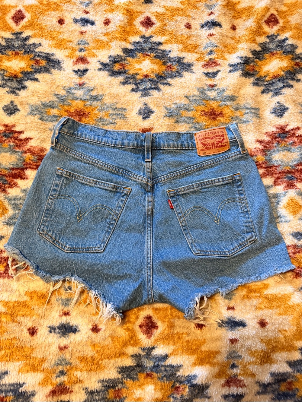 Levi's Light Blue Denim Cutoff Shorts with Frayed Hem